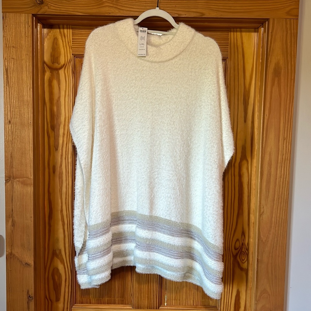 Chicos Mixed Stitch Poncho Winter White - NWT